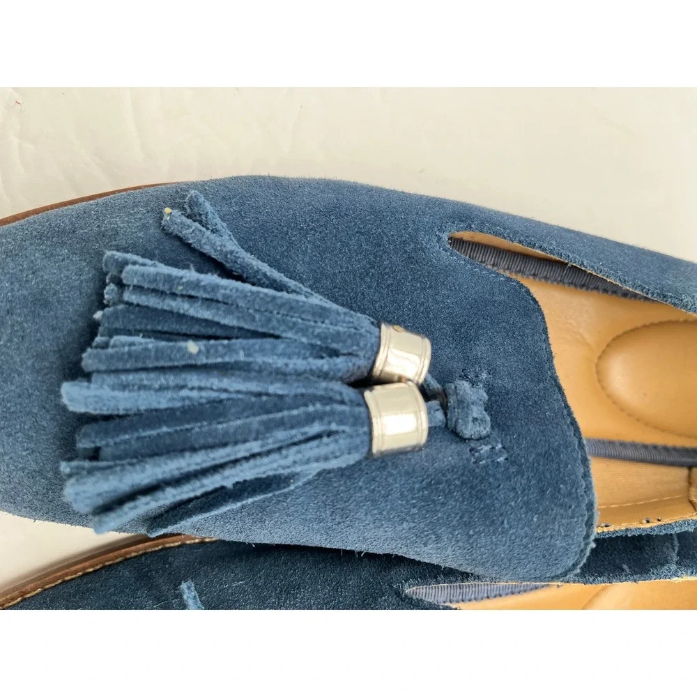 Franco Sarto HADDEN Womens Navy Blue Suede Tassel Loafers Flats Size 8M